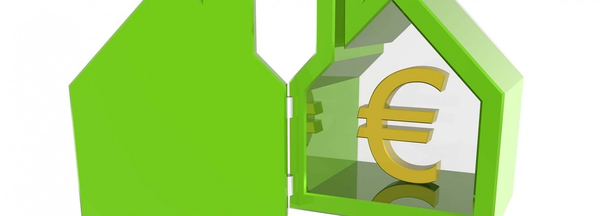 Euro teken in groene afbeelding van een huis