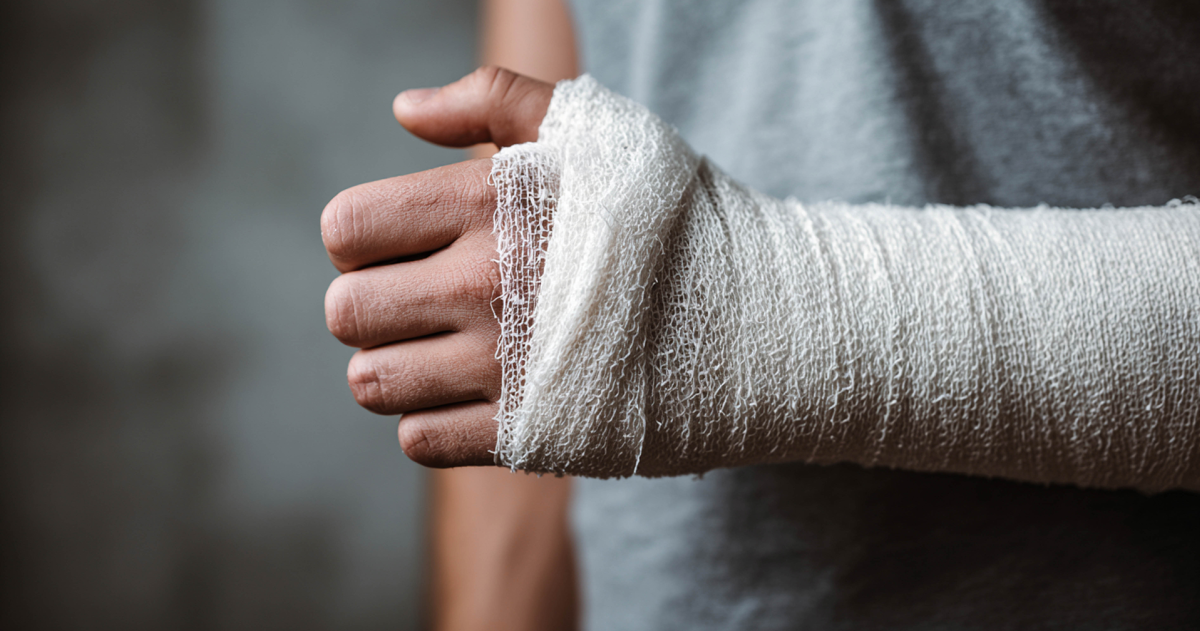 Man met zijn arm in het gips